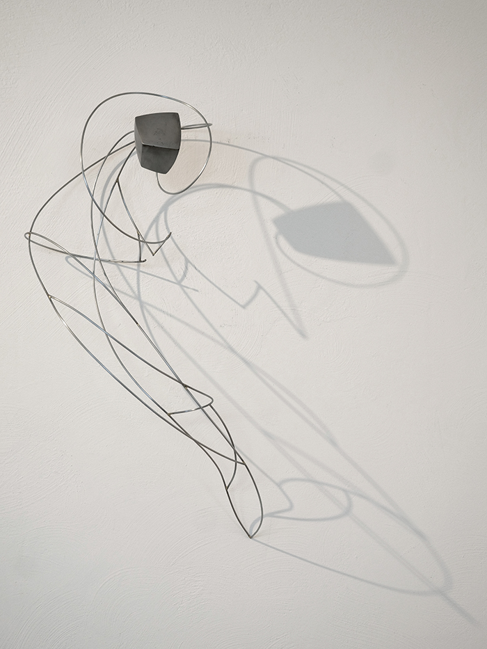 Bekenntnis - Wandschwurbelei, Stahl und Draht, geölt, Höhe 95 cm, 2023